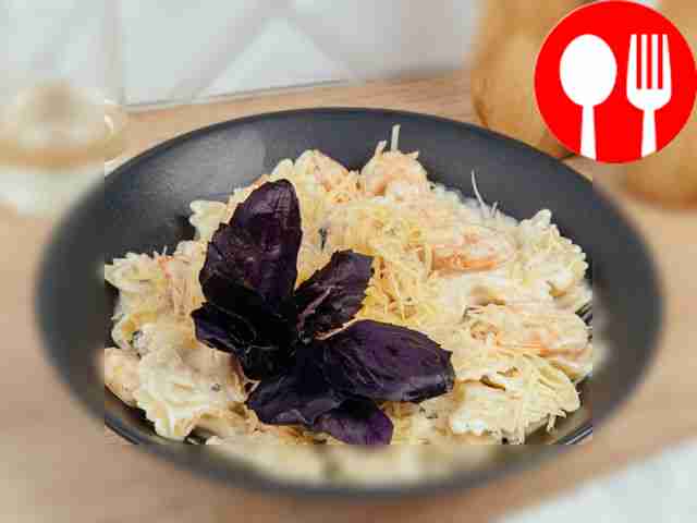 Спагетти с креветками и сливочным соусом