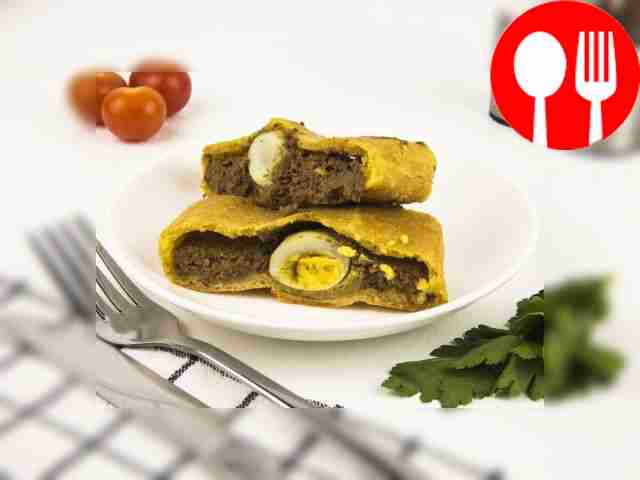 Пирог из слоеного теста и паштета