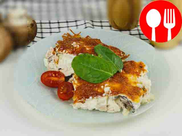 Курица по-французски с грибами в духовке