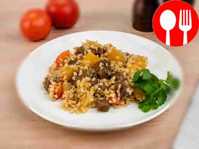 Булгур с говядиной и овощами