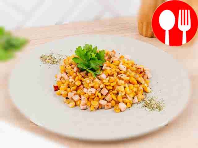 Жареный горох с ветчиной