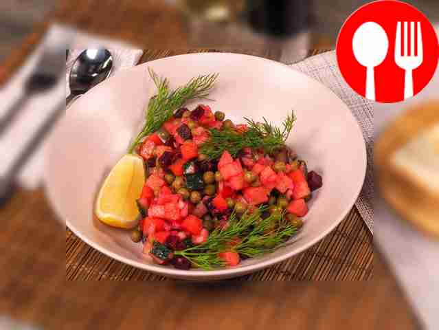 Винегрет со свежим огурцом