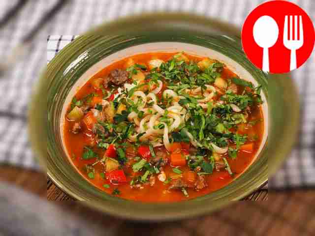 Лагман на баранине с редькой