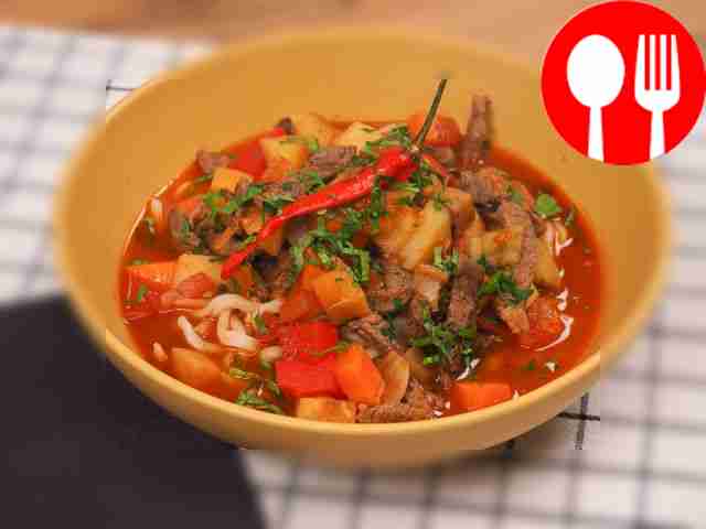 Лагман с покупной лапшой