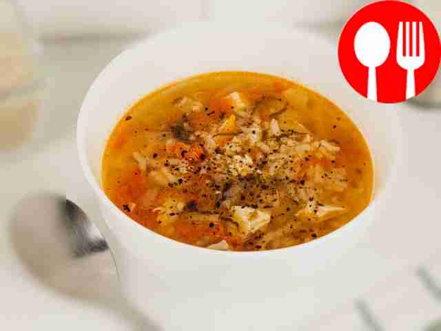 Рассольник с рисом и свининой