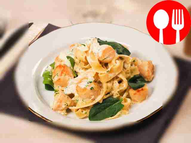 Паста с гребешками