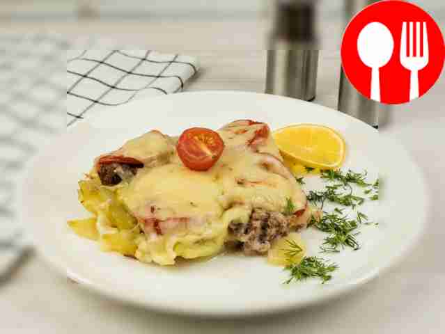 Картофельная запеканка с говяжьим фаршем и помидорами