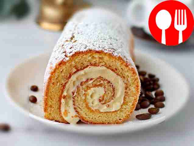 Вкусный кофейный рулет с заварным кремом