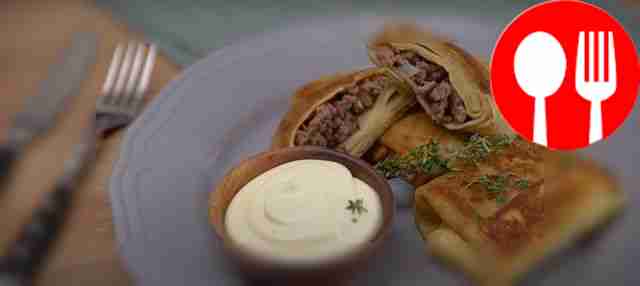 Тонкие блинчики с мясом