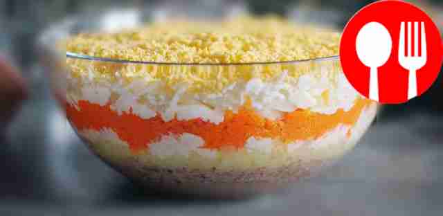 Салат «Мимоза» с консервированной сайрой