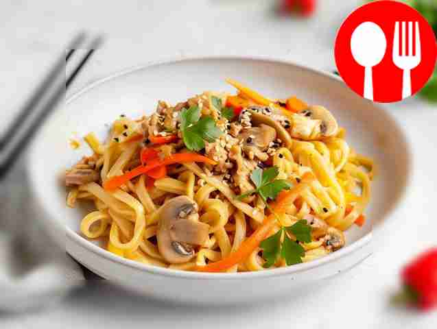 Домашняя лапша удон с индейкой