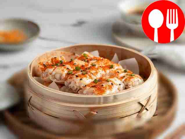 Нежный отварной кальмар в пароварке