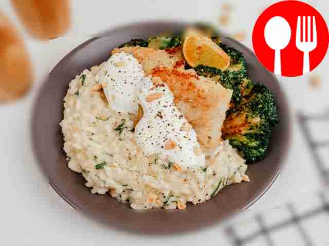 Ризотто с минтаем и брокколи