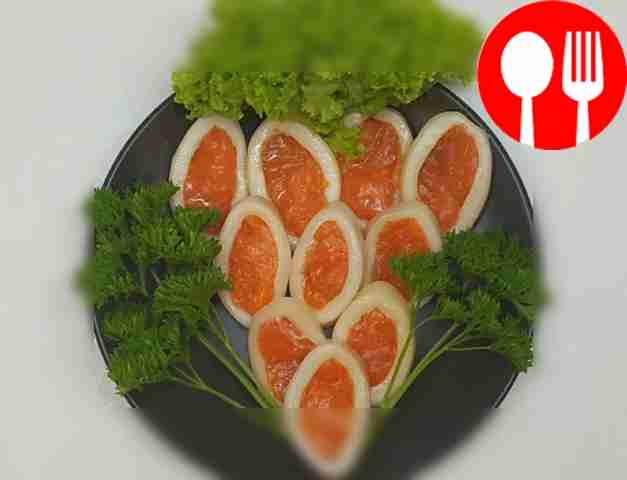 Быстрая закуска из кальмара с форелью