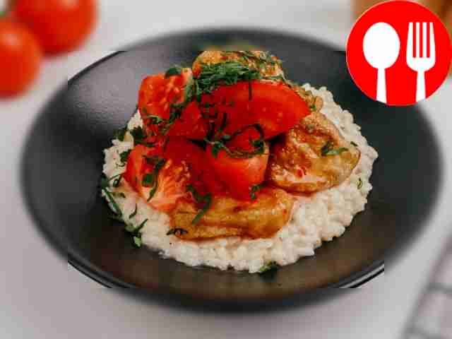 Ризотто с баклажаном и томатами