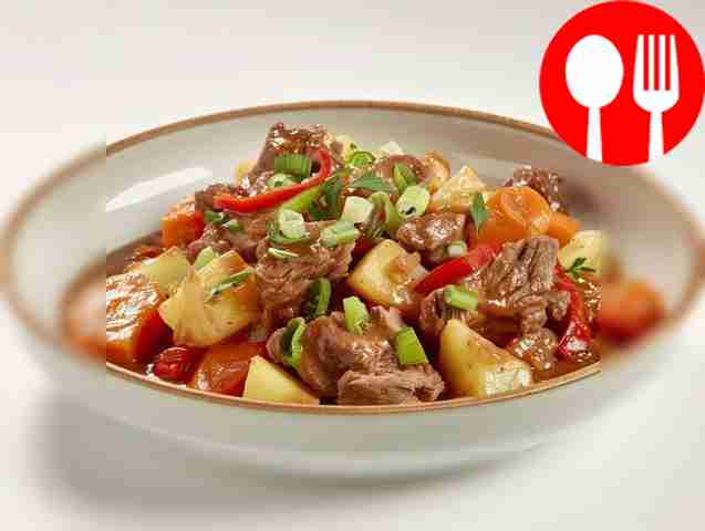 Праздничное овощное рагу с олениной