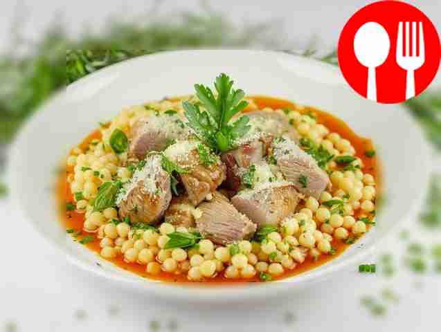 Паста птитим с мясом свинины