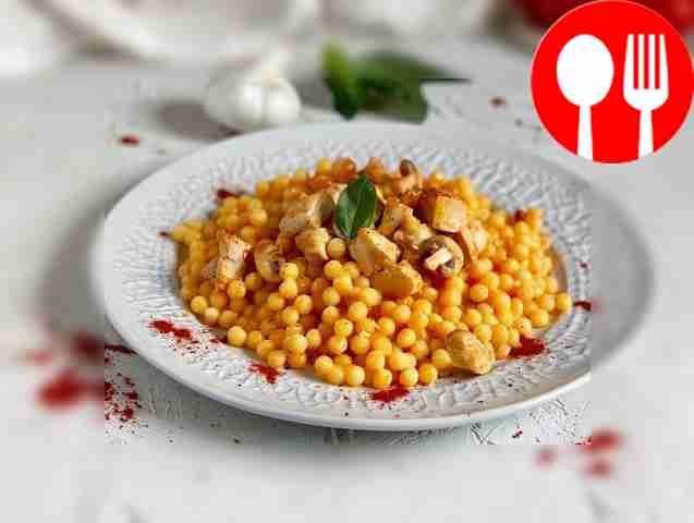 Сытный птитим с курицей и грибами