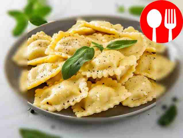 Равиоли с тыквой и соусом из шалфея