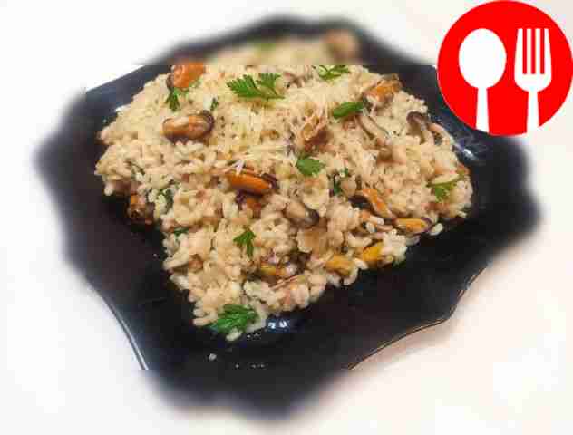 Бархатное ризотто с мидиями