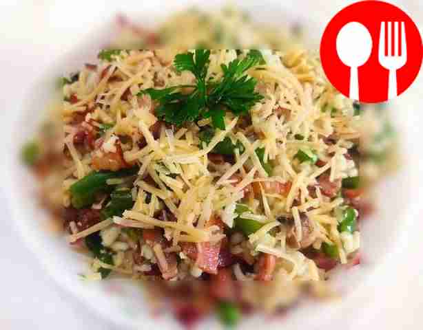 Эффектное ризотто с беконом и грибами