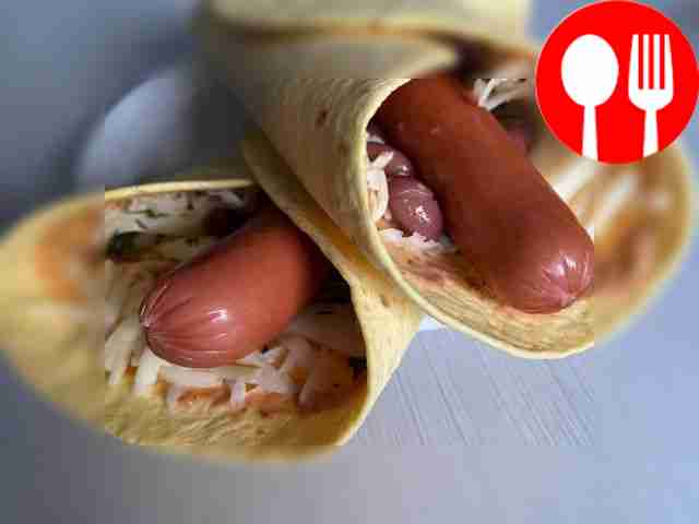 Быстрая тортилья с сосиской