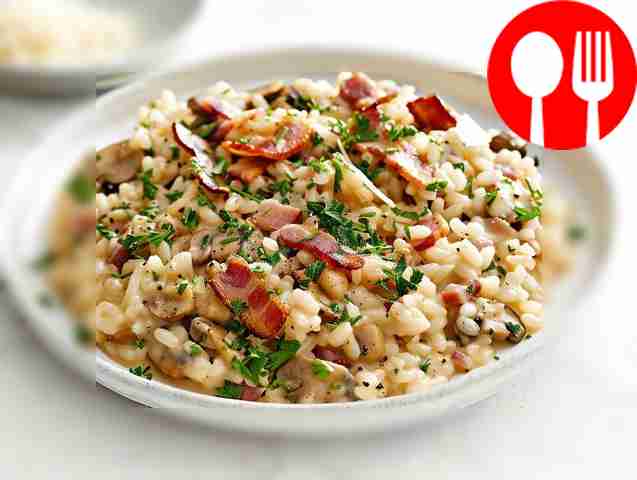 Необычное ризотто с сыром и опятами