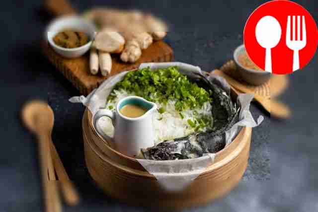 Филе сибаса на пряном пару с зеленым карри