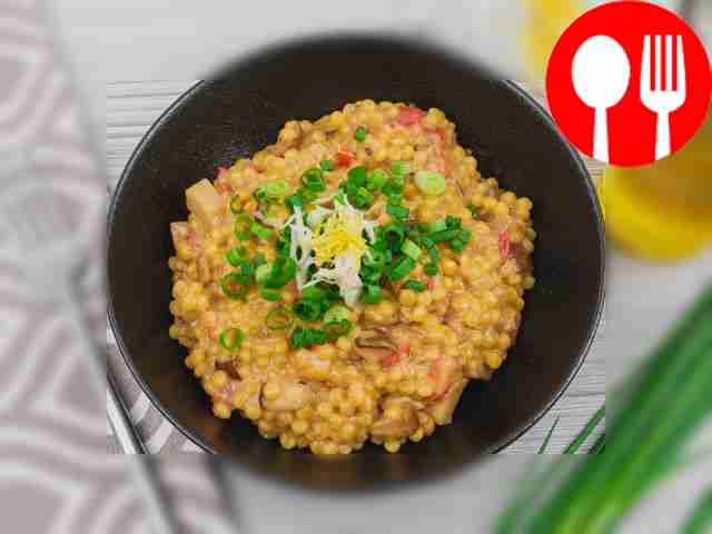 Ризотто из птитима с лесными грибами и сыром