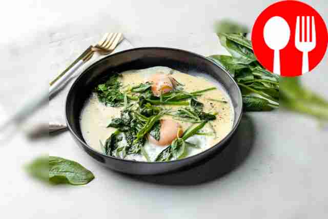 Глазунья с соусом бёр блан и эстрагоном