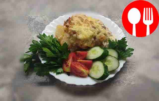 Мясо по-французски с запеченным картофелем