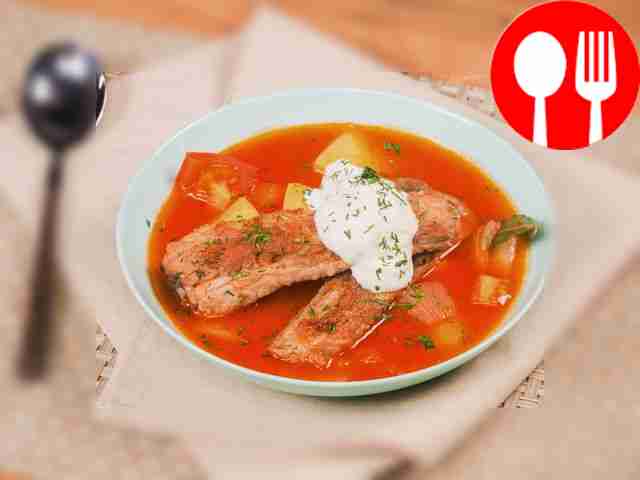 Шурпа из свиных ребрышек