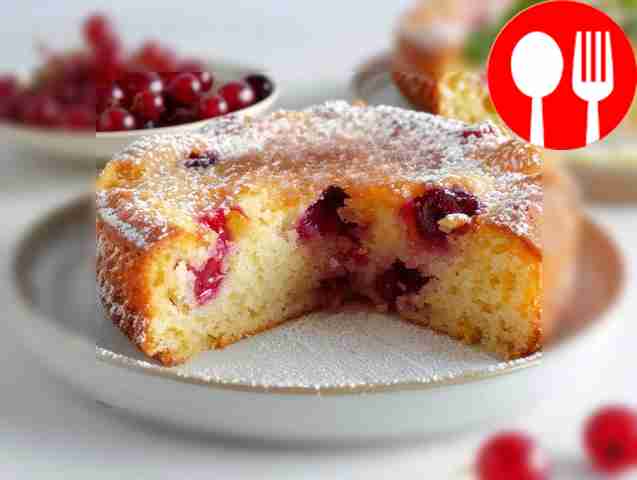 Воздушный манник с красной смородиной