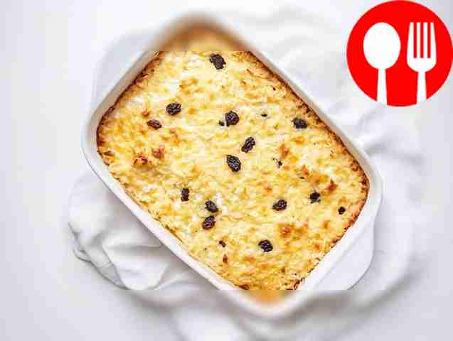 Запеканка с творогом, рисом и кокосовой стружкой